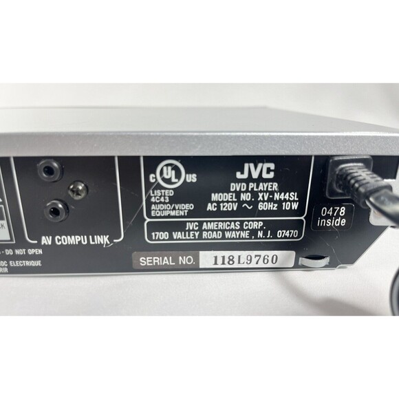 JVC XV-N44SL Silver DVD Player No Remote Tested Working - Picture 11 of 12